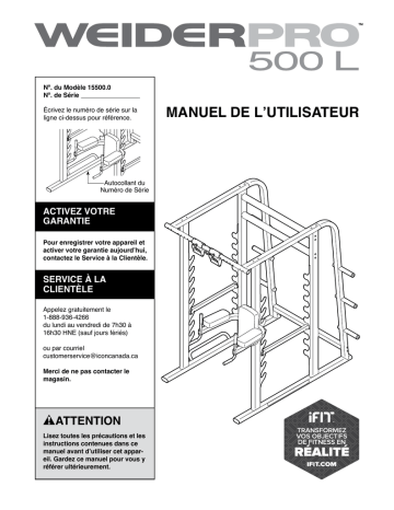 Weider PRO POWER CAGE 500 BENCH 15500 Manuel utilisateur | Fixfr