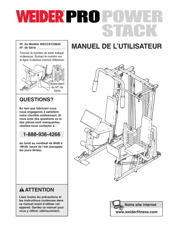 Weider WECCSY2983 Manuel utilisateur | Fixfr