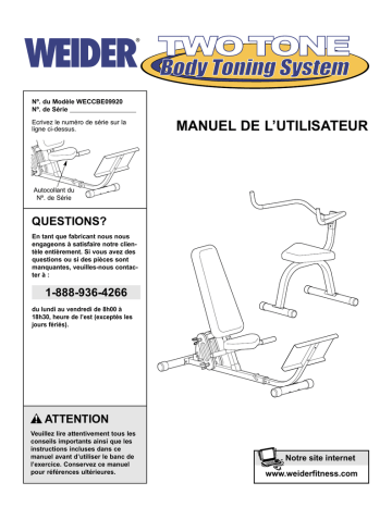 Weider WECCBE0992 Manuel utilisateur | Fixfr