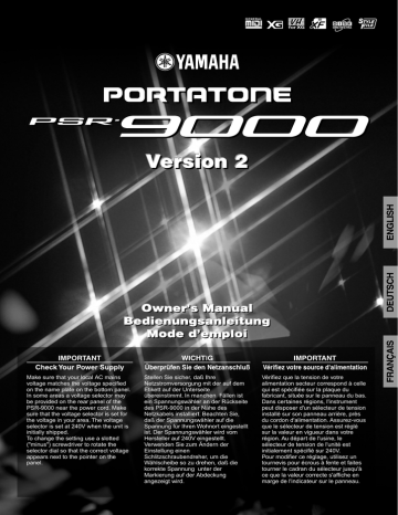 Yamaha PORTATONE PSR-9000 Manuel utilisateur | Fixfr