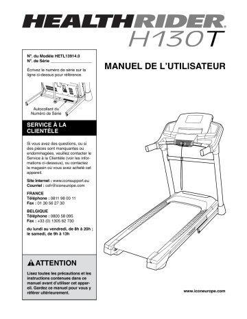 HealthRider HETL13914 H130T TREADMILL Manuel utilisateur | Fixfr