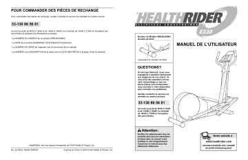 HealthRider HREVEL0598 E330 ELLIPTICAL Manuel utilisateur | Fixfr
