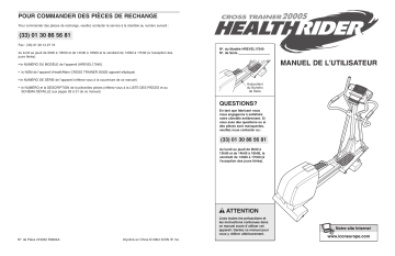 HealthRider HREVEL1704 2000 ELLIPTICAL Manuel utilisateur | Fixfr