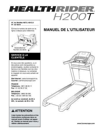 HealthRider HETL14915 H200T TREADMILL Manuel utilisateur | Fixfr