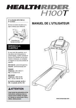 HealthRider HETL79615 H100T TREADMILL Manuel utilisateur