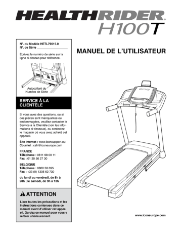 HealthRider HETL79615 H100T TREADMILL Manuel utilisateur | Fixfr