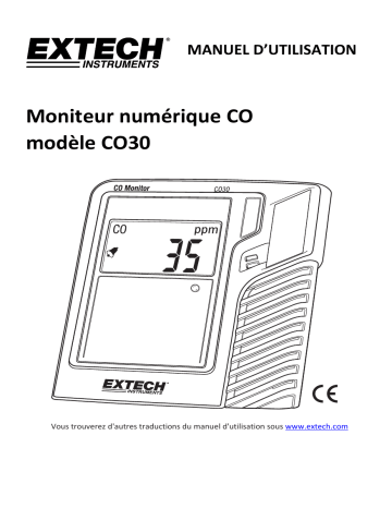 Extech Instruments CO30 CO (Carbon Monoxide) Monitor Manuel utilisateur | Fixfr
