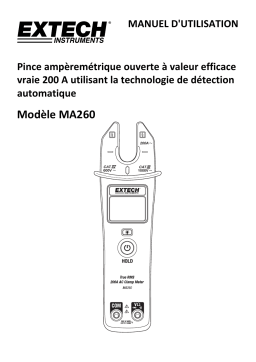 Extech Instruments MA260 True RMS 200A AC Open Jaw Clamp Meter Manuel utilisateur