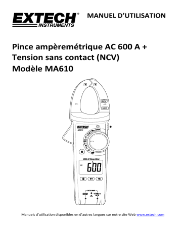 Extech Instruments MA610 600A AC Clamp Meter   NCV Manuel utilisateur | Fixfr