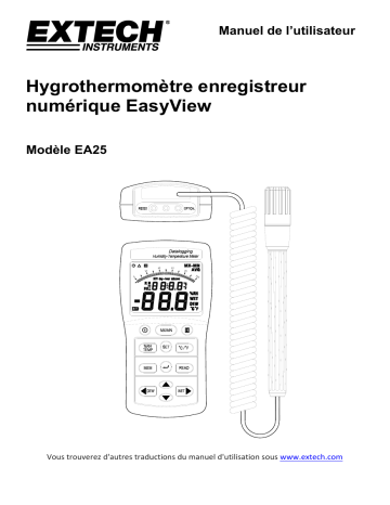 Extech Instruments EA25 EasyView™ Hygro-Thermometer and Datalogger Manuel utilisateur | Fixfr