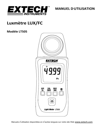 Extech Instruments LT505 Pocket Light Meter Manuel utilisateur | Fixfr