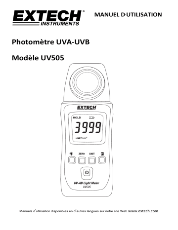 Extech Instruments UV505 Pocket UV-AB Light Meter Manuel utilisateur | Fixfr