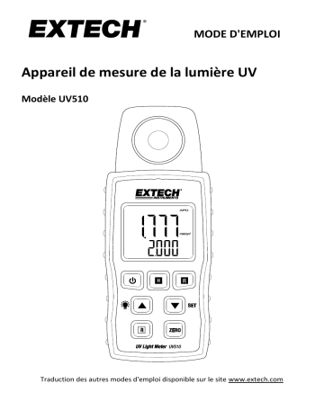 Extech Instruments UV510 UVA Light Meter Manuel utilisateur | Fixfr