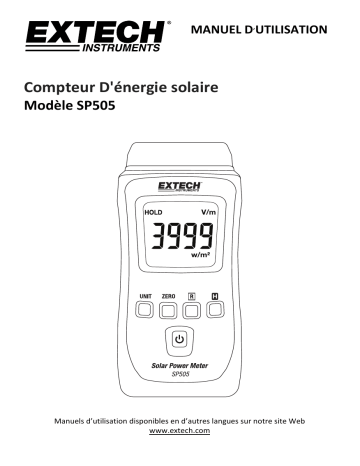 Extech Instruments SP505 Pocket Solar Power Meter Manuel utilisateur | Fixfr
