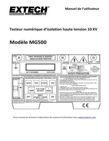 Extech Instruments MG500 Digital High Voltage Insulation Tester Manuel utilisateur | Fixfr