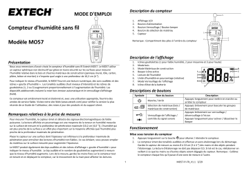 Extech Instruments MO57 Pinless Moisture Meter Manuel utilisateur | Fixfr