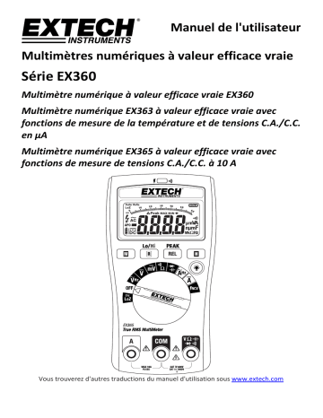 Extech Instruments EX360 8 Function True RMS Multimeter Manuel utilisateur | Fixfr