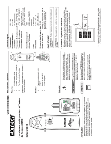 Extech Instruments CB10 AC Circuit Breaker Finder/Receptacle Tester Manuel utilisateur | Fixfr