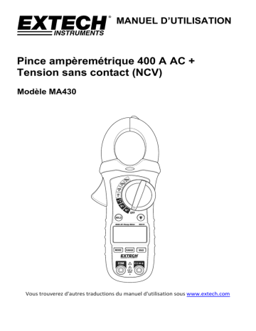 Extech Instruments MA430 400A AC Clamp Meter   NCV Manuel utilisateur | Fixfr