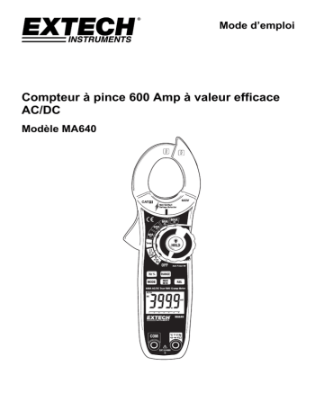 Extech Instruments MA640 600A True RMS AC/DC Clamp Meter   NCV Manuel utilisateur | Fixfr