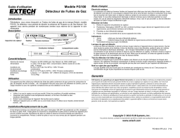 Extech Instruments FG100 Combustible Gas Leak Detector Manuel utilisateur