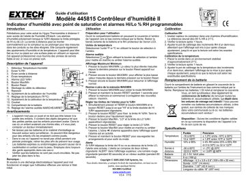 Extech Instruments 445815 Hygro-Thermometer Humidity Alert Manuel utilisateur | Fixfr