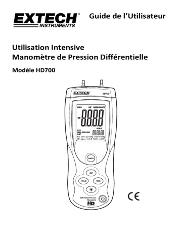 Extech Instruments HD700 Differential Pressure Manometer (2psi) Manuel utilisateur | Fixfr