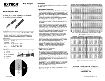 RF15 | Extech Instruments RF10 Portable Sucrose Brix Refractometer (0 to 32%) Manuel utilisateur | Fixfr