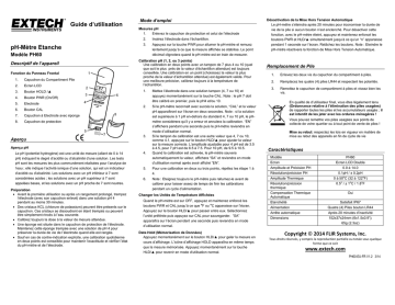 Extech Instruments PH60 Waterproof pH Pen Manuel utilisateur | Fixfr