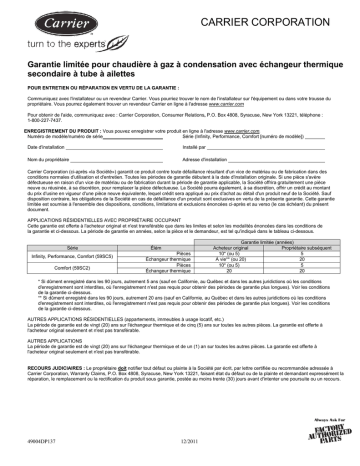 Carrier 59MN7 Manuel utilisateur | Fixfr