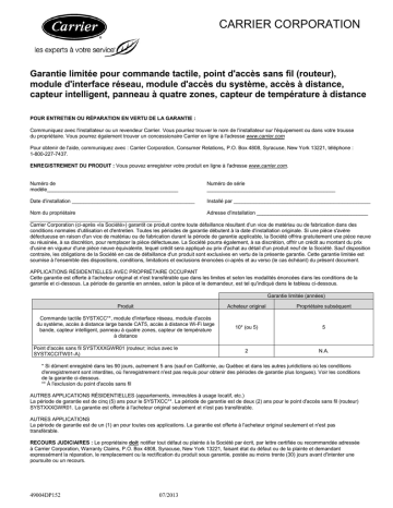 Carrier SYSTXCCITC01-A Manuel utilisateur | Fixfr